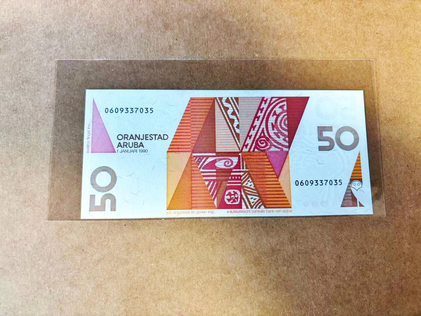 【Blue Auction】世界纸币精拍第772期——18级TOP拍卖/信誉/品质/专业/高效💫 阿鲁巴1990年50弗罗林 全新UNC