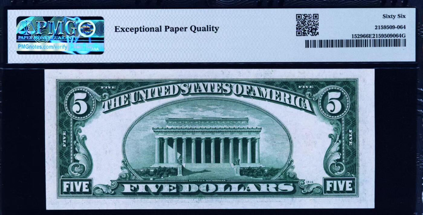 【Blue Auction】世界纸币精拍第772期——18级TOP拍卖/信誉/品质/专业/高效💫 【无47】美国 1928D 5美金 PMG66EPQ 