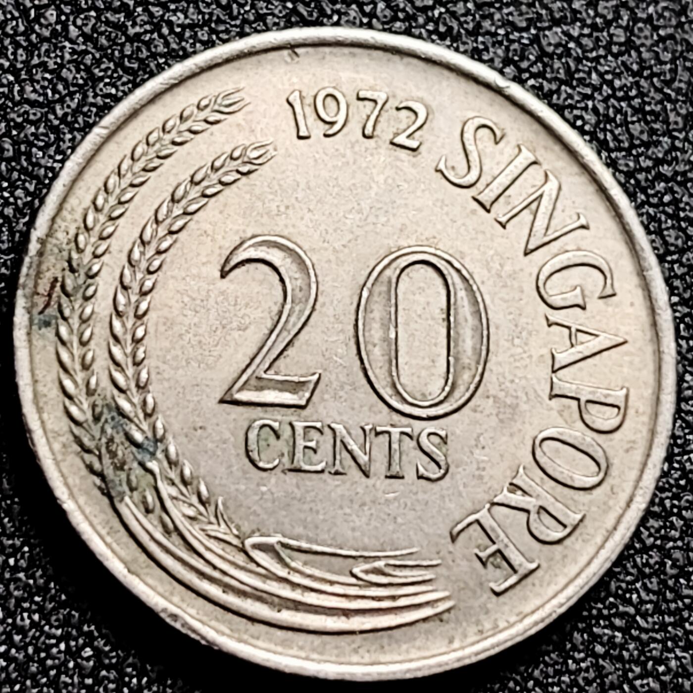 泉币菌-第165场-新年第八场 精品福利场 高币值 1972年 新加坡20分 海洋动物-剑鱼 24mm 