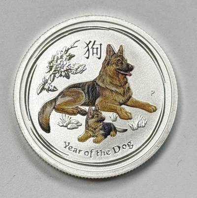 S&S Numismatic世界钱币-拍卖 第118期  - 澳大利亚2018年 生肖狗 25澳分1/4盎司9999投资银币 镀彩版 7.777克9999银