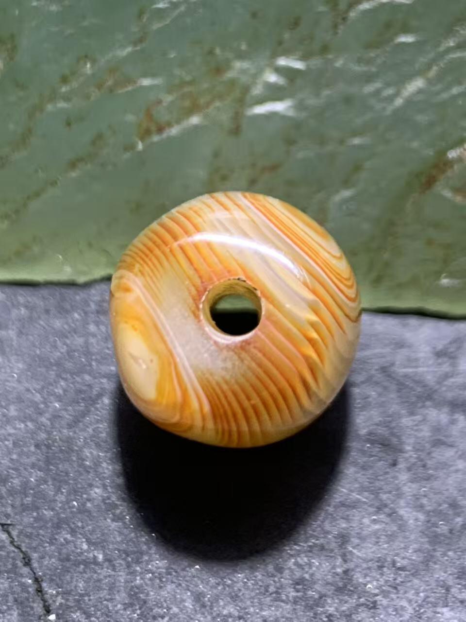 高玉化荔枝冻天眼纹缠丝玛瑙随形桶珠一颗