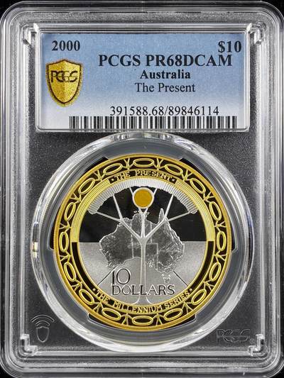 【雨安】【直播拍卖】【第0123期-评级币章】2026-01-10 周六 19:30 - [评级现代] Australia 澳大利亚 10元 2000年 千禧年-现在 PCGS-PR68DCAM 精制币