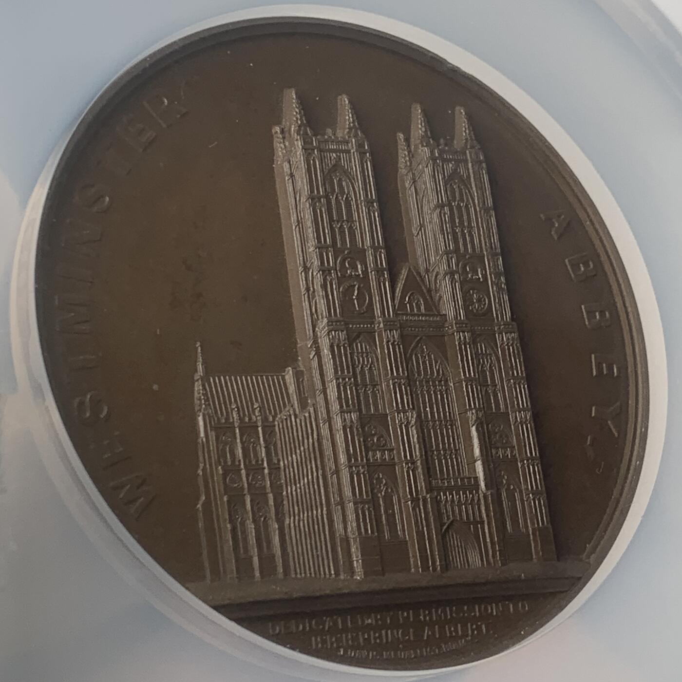 掌中浮雕-藏着的欧洲第048场 NGC MS63 ：英国威斯敏斯特教堂铜章，60mm
