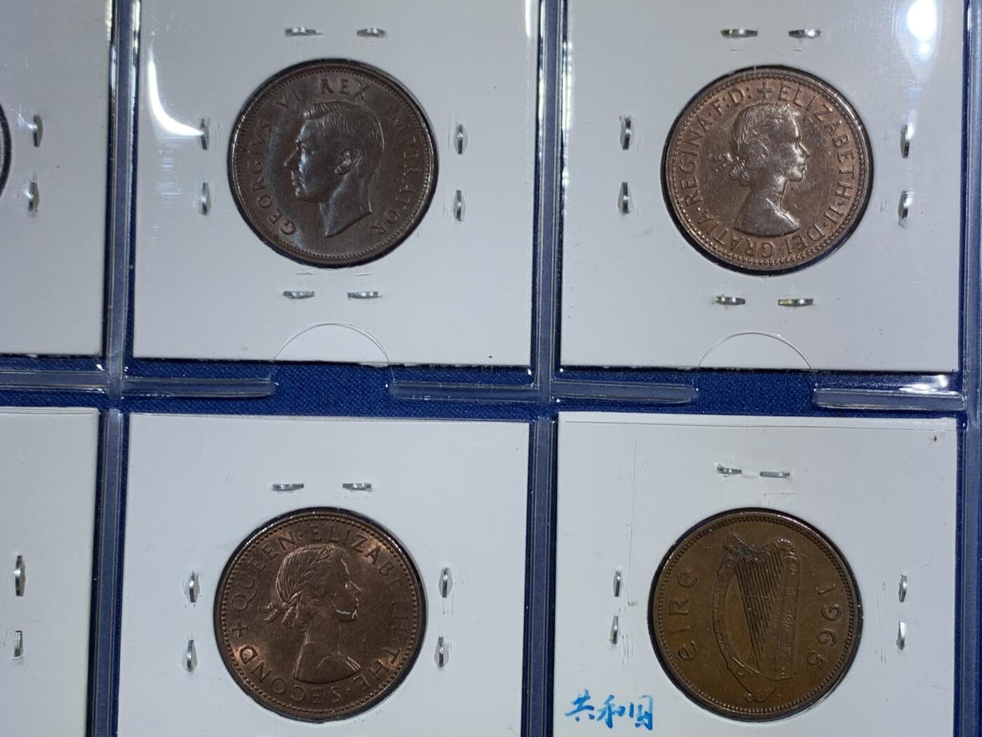 《竞宝斋》第455场 周日，周一 2场连拍 （全场包邮，欢迎送拍） 十一枚一组 英属各地 1/2便士 铜币