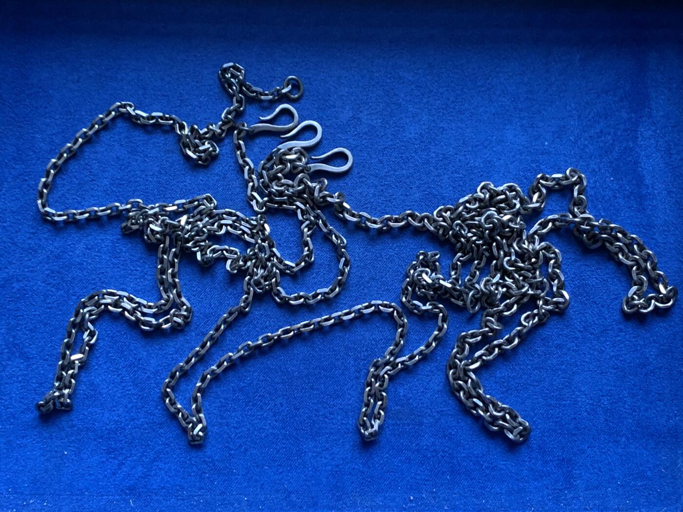 《竞宝斋》第455场 周日，周一 2场连拍 （全场包邮，欢迎送拍） 925银 发黑做旧银项链 3条 共69.9克