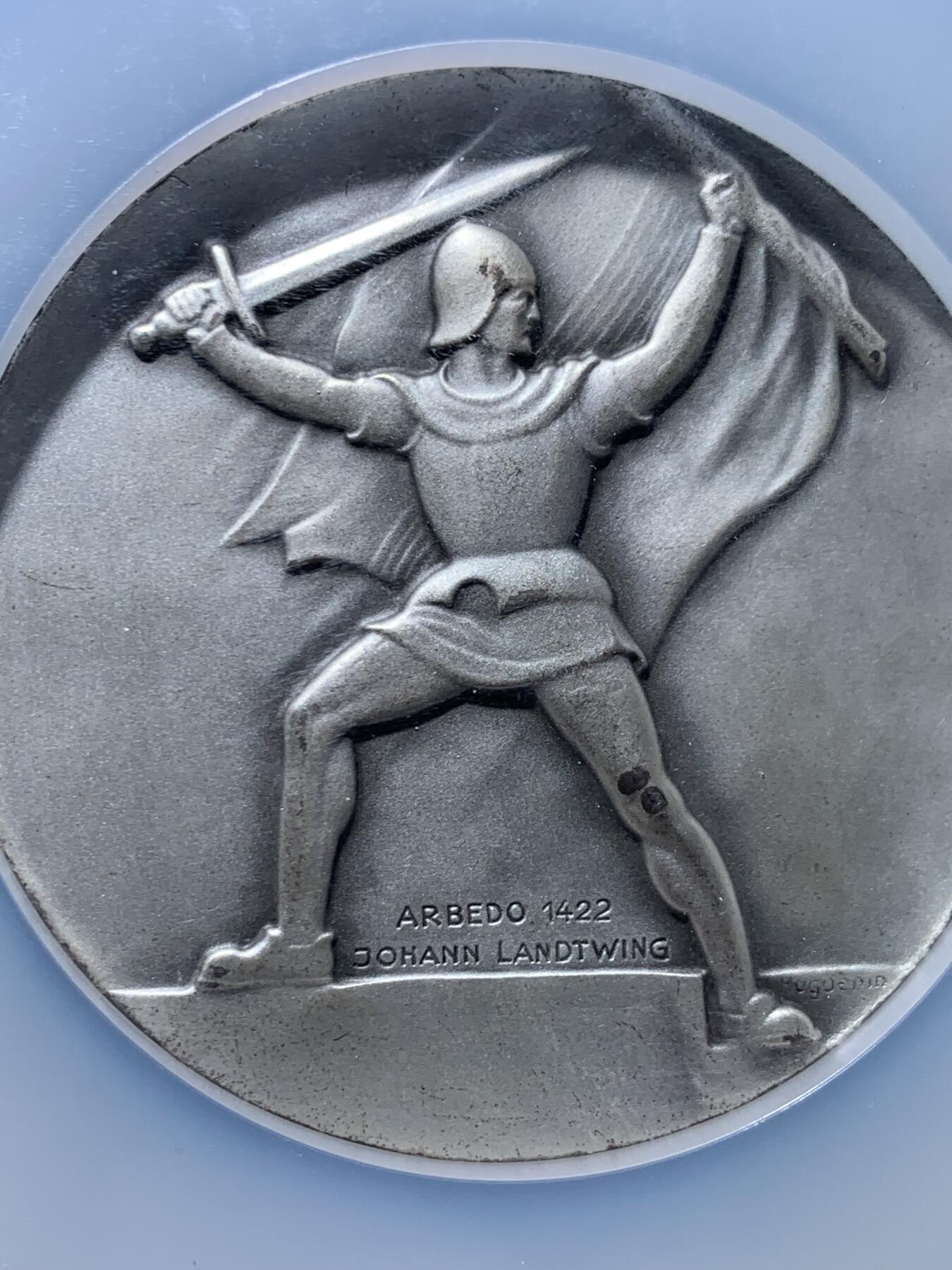 《竞宝斋》第455场 周日，周一 2场连拍 （全场包邮，欢迎送拍） NGC MS65 瑞士1952年楚格射击节大银章 60mm 加大加厚盒