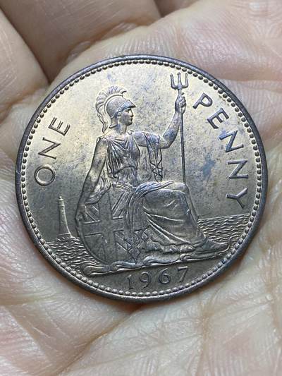 2026年第四场(总第一百七十三场）外国好品散币场(免佣金) - 带光好品–英国🇬🇧1967年1便士(伊丽莎白二世青年桂冠第二版，普制币关门年)