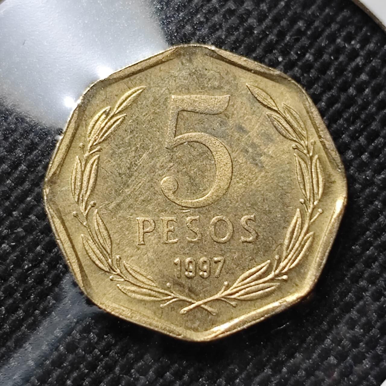 KK钱币收藏小铺  第387期  2月预留时间 周末发货  1997智利5比索