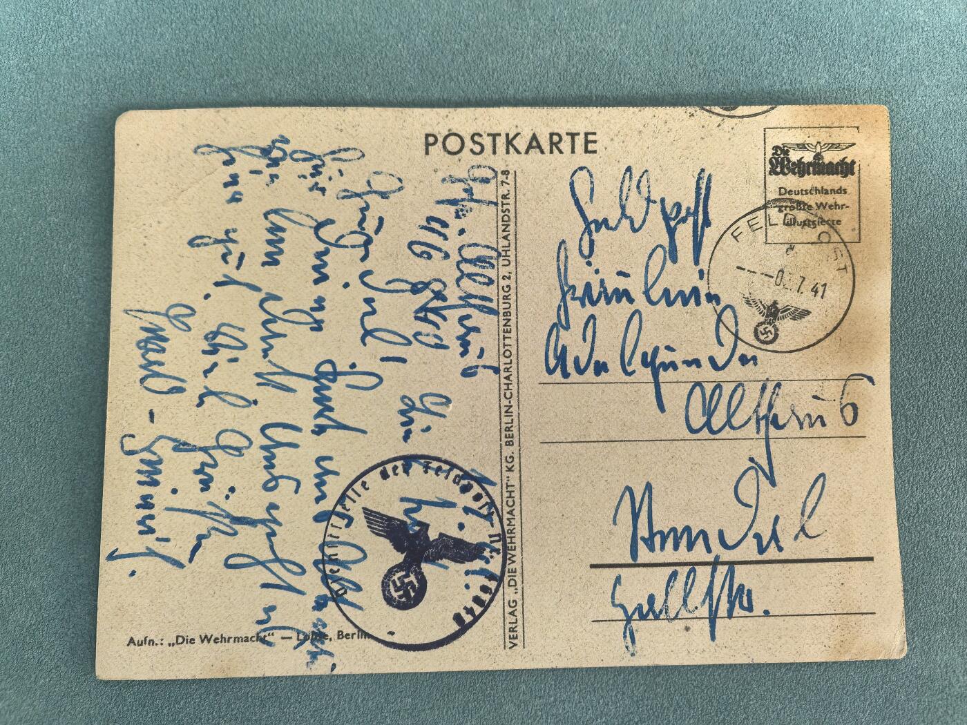 盛世勋华——号角文化勋章邮票专场拍卖第297期 德国（1939）1941年战地实寄明信片 轰炸机出击 盖战地邮局邮戳