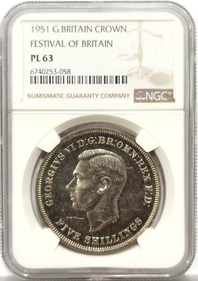 博洋堂世界钱币拍卖第156期（全场包邮） - NGC PL63 英国1951年乔治六世马剑 原盒证书
