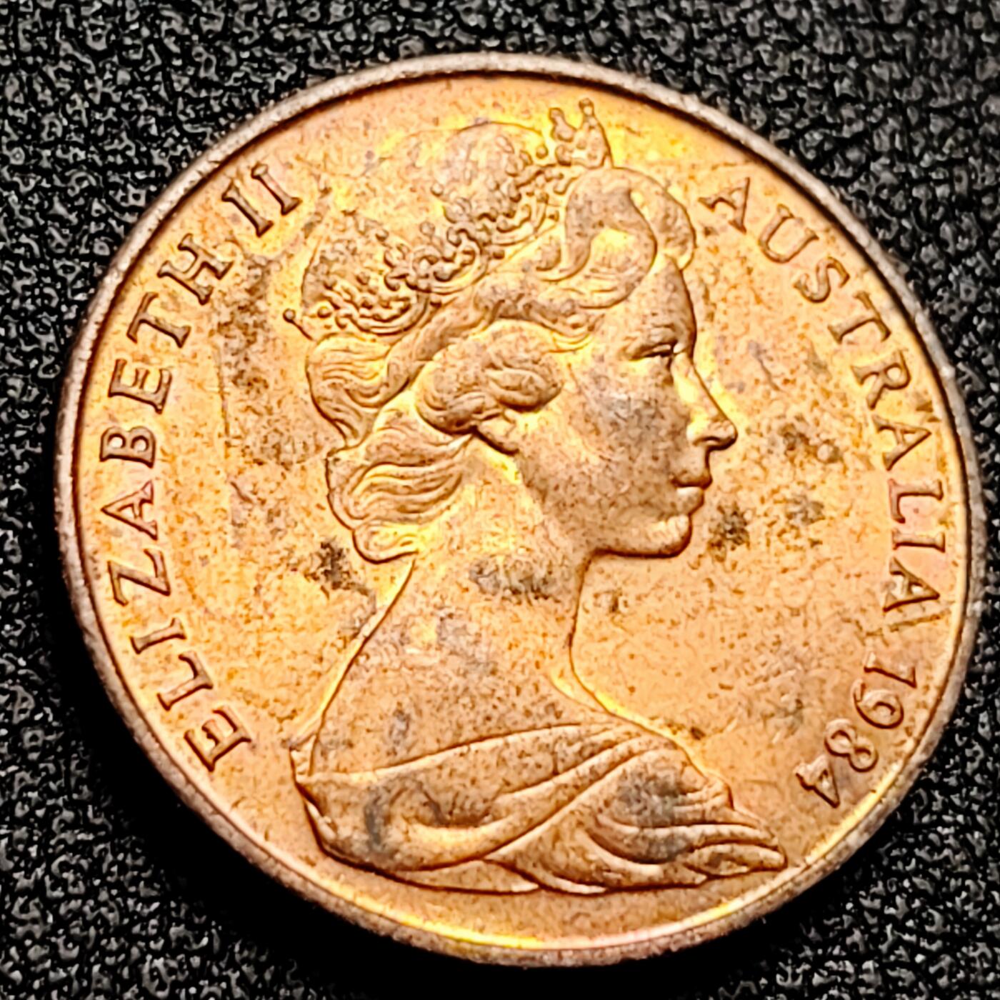 泉币菌-第165场-新年第八场 精品福利场 铜光美品 1984年 英属澳大利亚2分铜币 伞蜥蜴斗篷蜥 21.5mm