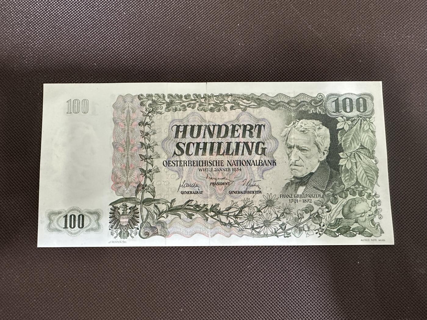 喜羊羊钱币收藏2025第12期(流通品相场) 奥地利	P-133 1954年100先令		品相如图				BF871974			