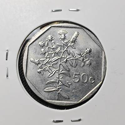 KK钱币收藏小铺  第386期  2月预留时间 周末发货 -  1991马耳他50分