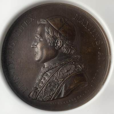 掌中浮雕-藏着的欧洲第048场 - NGC MS61 ：1853年梵蒂冈教皇庇护九世 拉特朗宫博物馆扩建铜章，44mm