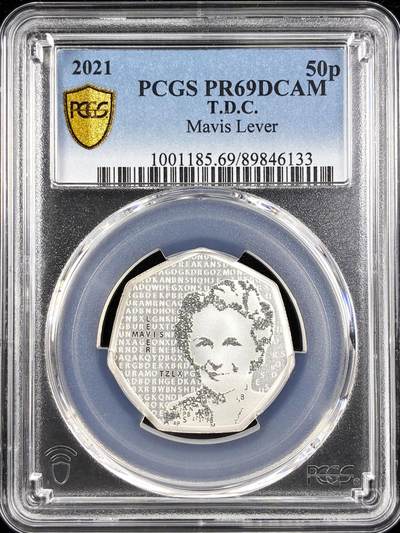 【雨安】【直播拍卖】【第0123期-评级币章】2026-01-10 周六 19:30 - [评级现代] Tristan da Cunha 特里斯坦-达库尼亚群岛 50便士 2021年 密码学家梅维斯·利弗 PCGS-PR69DCAM 精制币