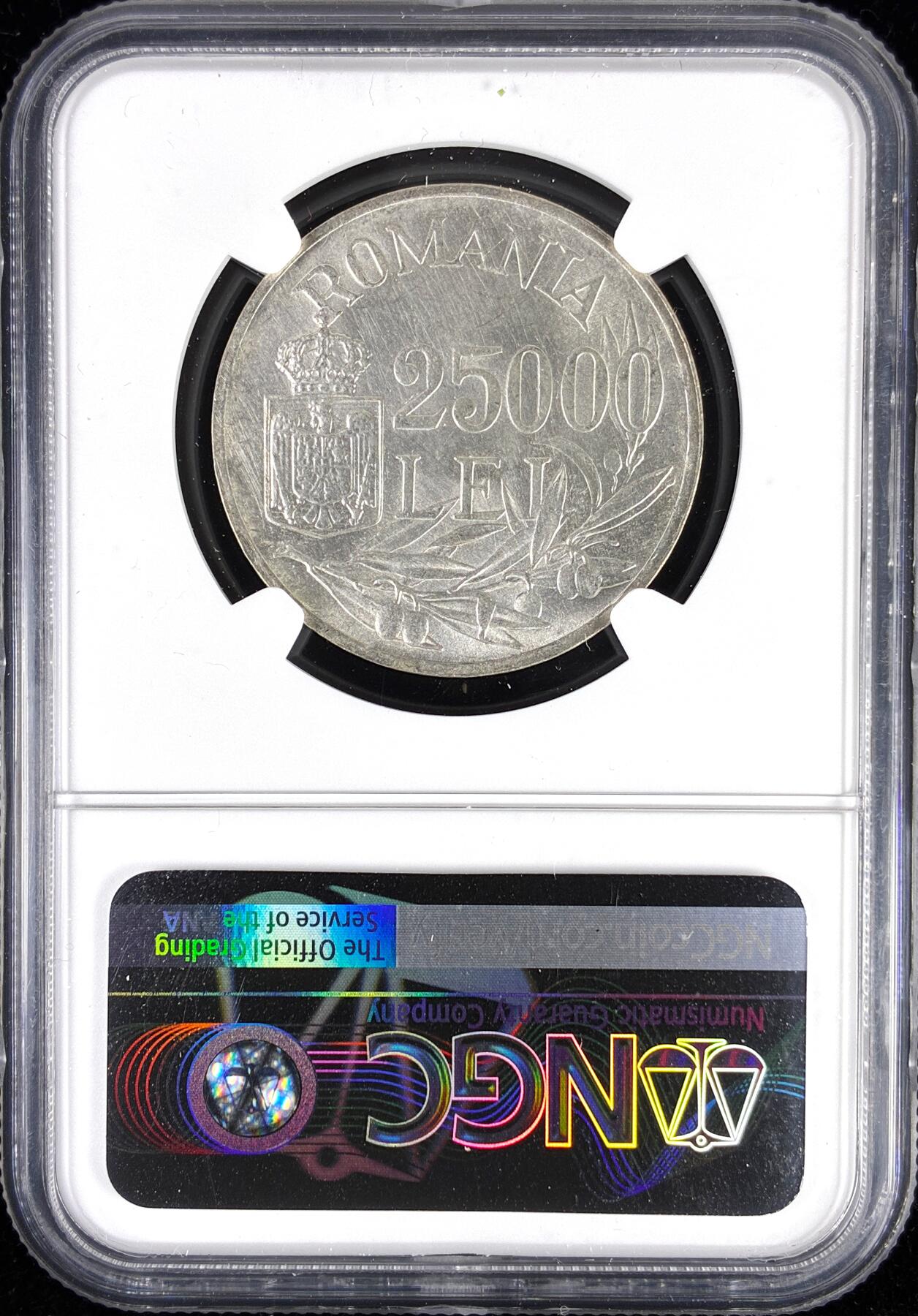 【雨安】【直播拍卖】【第0123期-评级币章】2026-01-10 周六 19:30 [评级欧洲] Romania 罗马尼亚 25000列伊 1946年  NGC-UNC