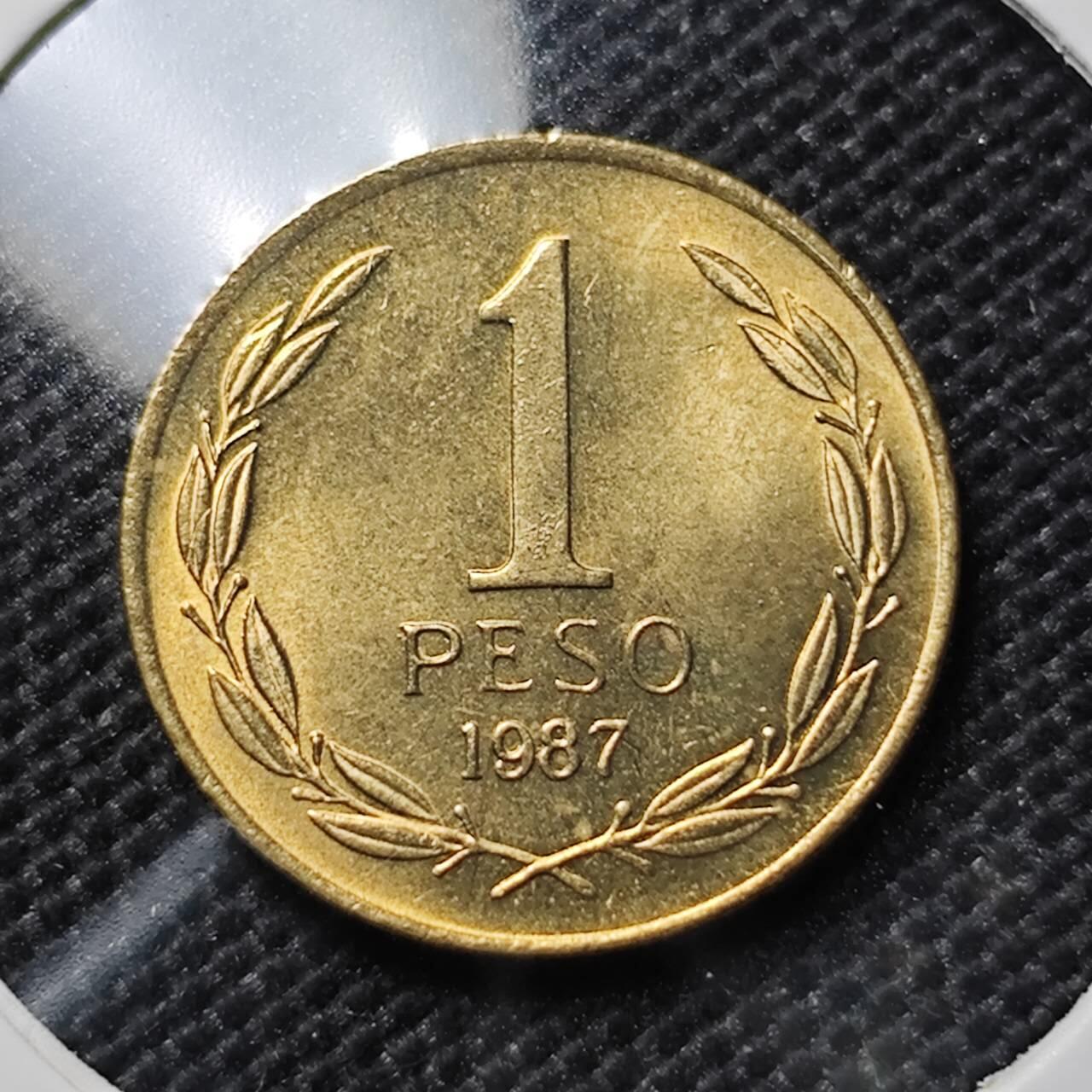 KK钱币收藏小铺  第387期  2月预留时间 周末发货  1987智利1比索 好品