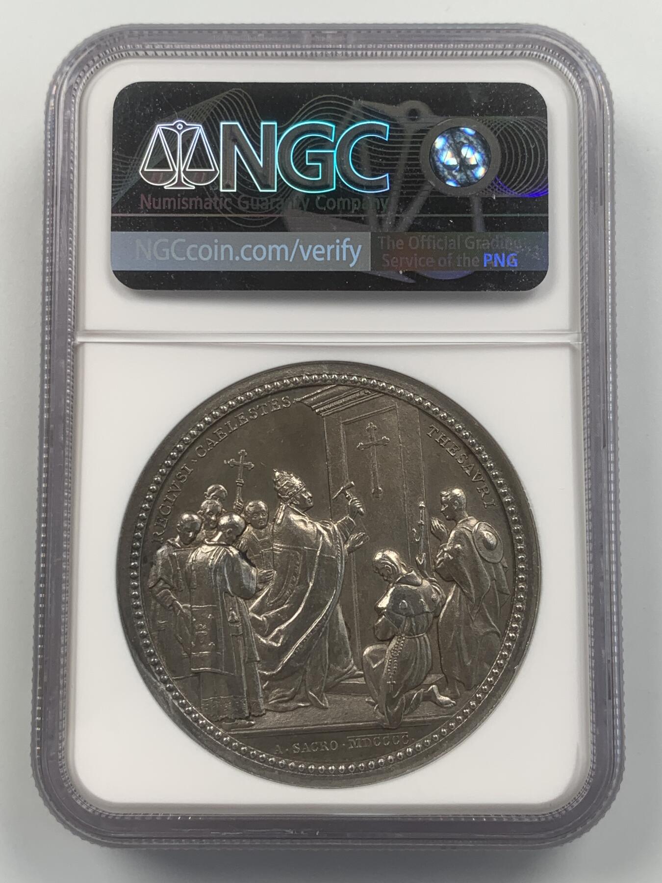 掌中浮雕-藏着的欧洲第048场 NGC UNC ：梵蒂冈教皇利奥十三世银章，44mm