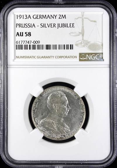 【雨安】【直播拍卖】【第0123期-评级币章】2026-01-10 周六 19:30 - [评级德国] Germany 德国 帝国 J.111 普鲁士 2马克 (1913) 军装花枝 1913年  NGC-AU58