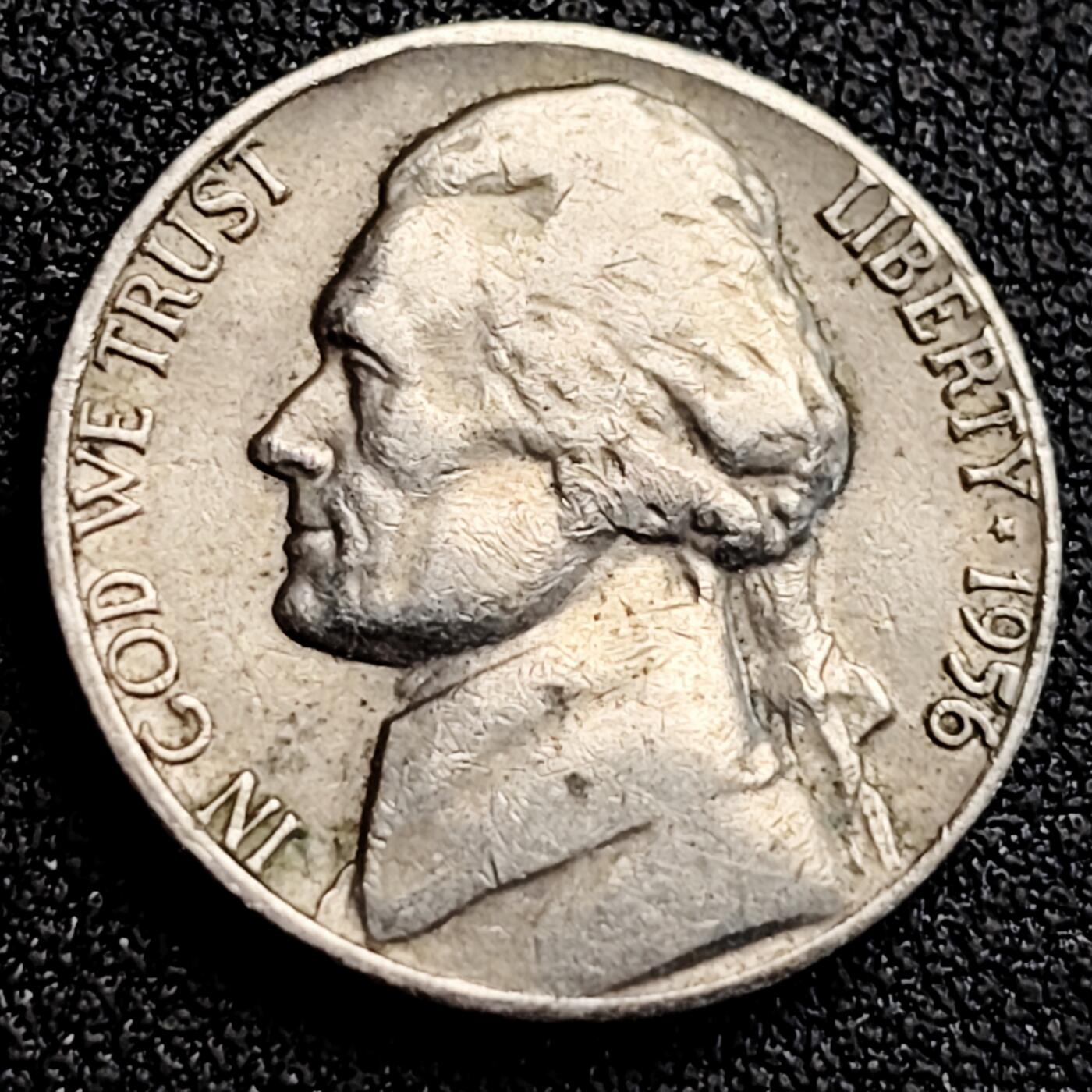 泉币菌-第164场-新年第七场 精品福利场 美国1956年D版5美分 杰斐逊纪念币 背图总统在蒙蒂塞洛的故居