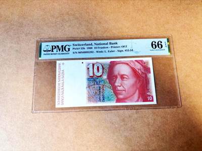 【Blue Auction】世界纸币精拍第772期——18级TOP拍卖/信誉/品质/专业/高效💫 - 【无47】瑞士 1980年10法郎 PMG66EPQ 