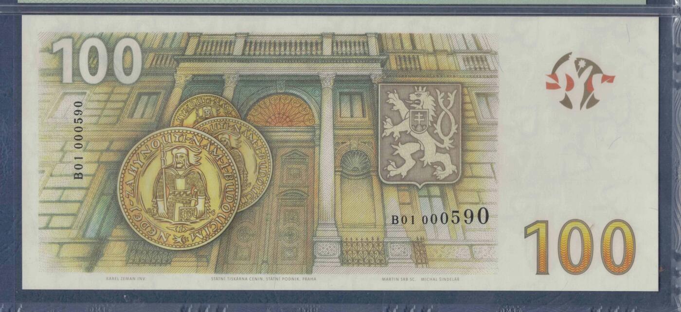 捷克2019年100克朗 该国货币问世100周年纪念钞 仅2万张 无47 欧洲纸币 实物如图 UNC