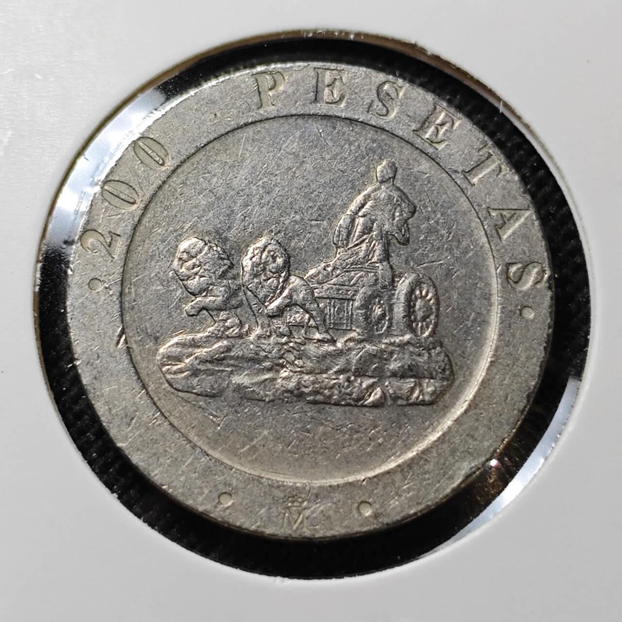 KK钱币收藏小铺  第387期  2月预留时间 周末发货  西班牙200比塞塔纪念币