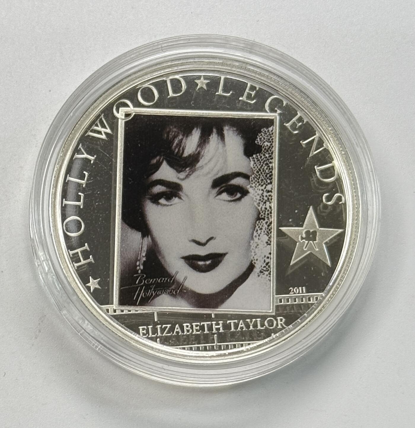 S&S Numismatic世界钱币-拍卖 第118期  库克群岛2011年 好莱坞传奇-伊丽莎白·泰勒 5元精制纪念银币 25克925银