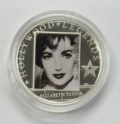 S&S Numismatic世界钱币-拍卖 第118期  - 库克群岛2011年 好莱坞传奇-伊丽莎白·泰勒 5元精制纪念银币 25克925银