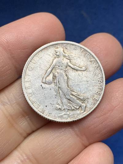 《竞宝斋》第454场 周日，周一 2场连拍 （全场包邮，欢迎送拍） - 法国1916年播种女神2法郎银币