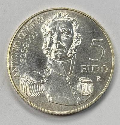 S&S Numismatic世界钱币-拍卖 第118期  - 圣马力诺2005年 安东尼奥·奥诺弗里逝世180周年 5欧元纪念银币 18克925银