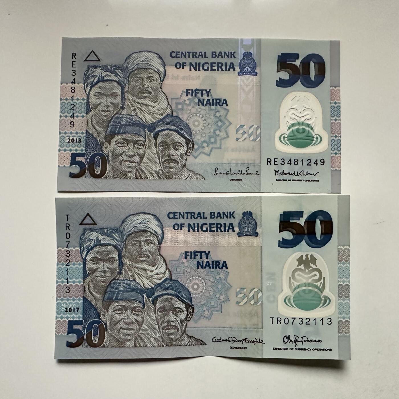 🌹外币初藏🌹🐯2026年第3场  每周二四六晚8️⃣点 接代拍 尼日利亚50奈拉2张 塑料钞 不同年份