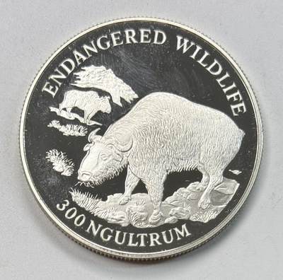 S&S Numismatic世界钱币-拍卖 第118期  - 不丹1993年 濒危野生动物-羚羊 300努尔特鲁姆精制纪念银币 品相如图 31.47克925银