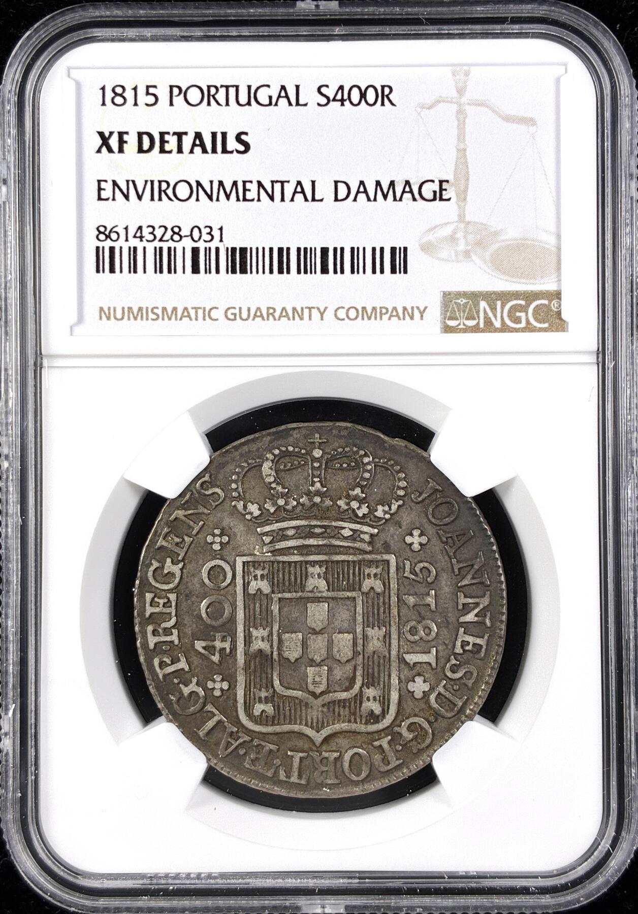 【雨安】【直播拍卖】【第0123期-评级币章】2026-01-10 周六 19:30 [评级欧洲] Portugal 葡萄牙 400瑞斯 KM#0331 (1802-1816) 若昂摄政王 1815年  NGC-XF