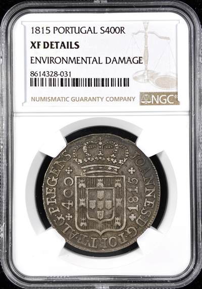 【雨安】【直播拍卖】【第0123期-评级币章】2026-01-10 周六 19:30 - [评级欧洲] Portugal 葡萄牙 400瑞斯 KM#0331 (1802-1816) 若昂摄政王 1815年  NGC-XF