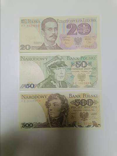 【20260108】非全新纸币和硬币第322场 - 波兰3张纸币