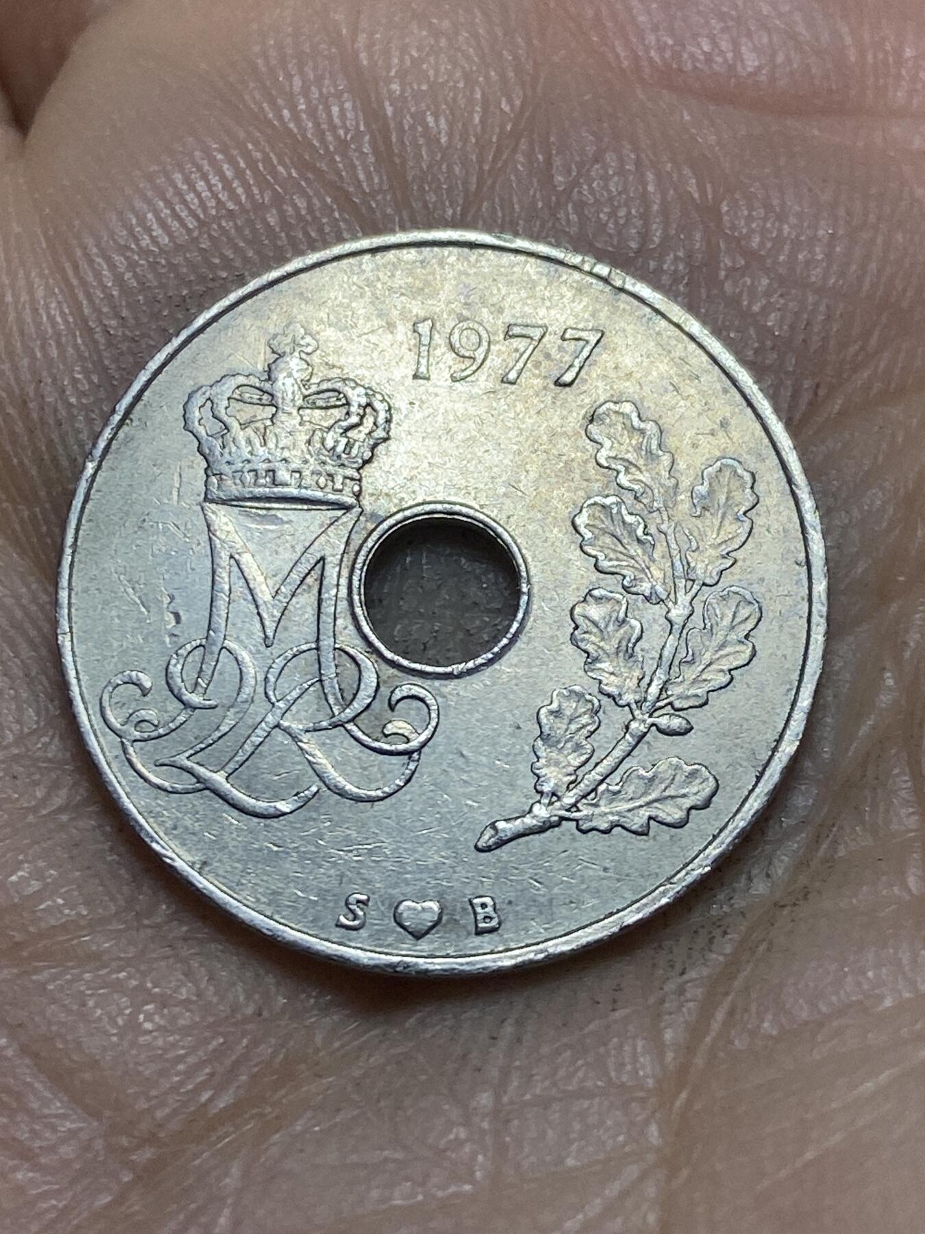 2026年第四场(总第一百七十三场）外国好品散币场(免佣金) 丹麦🇩🇰1977年25欧尔(玛格丽特二世第一版，S; B版)