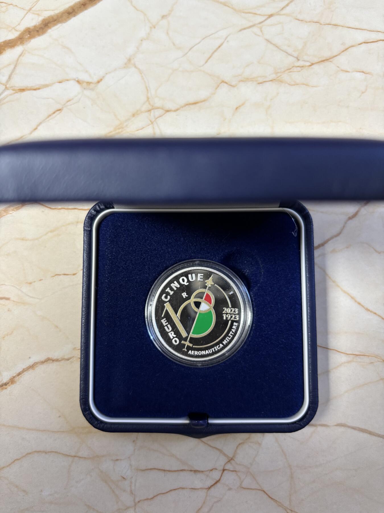 第187期拍卖 意大利2023年空军成立100年5欧彩色纪念银币，925银，18克，发行5000枚
