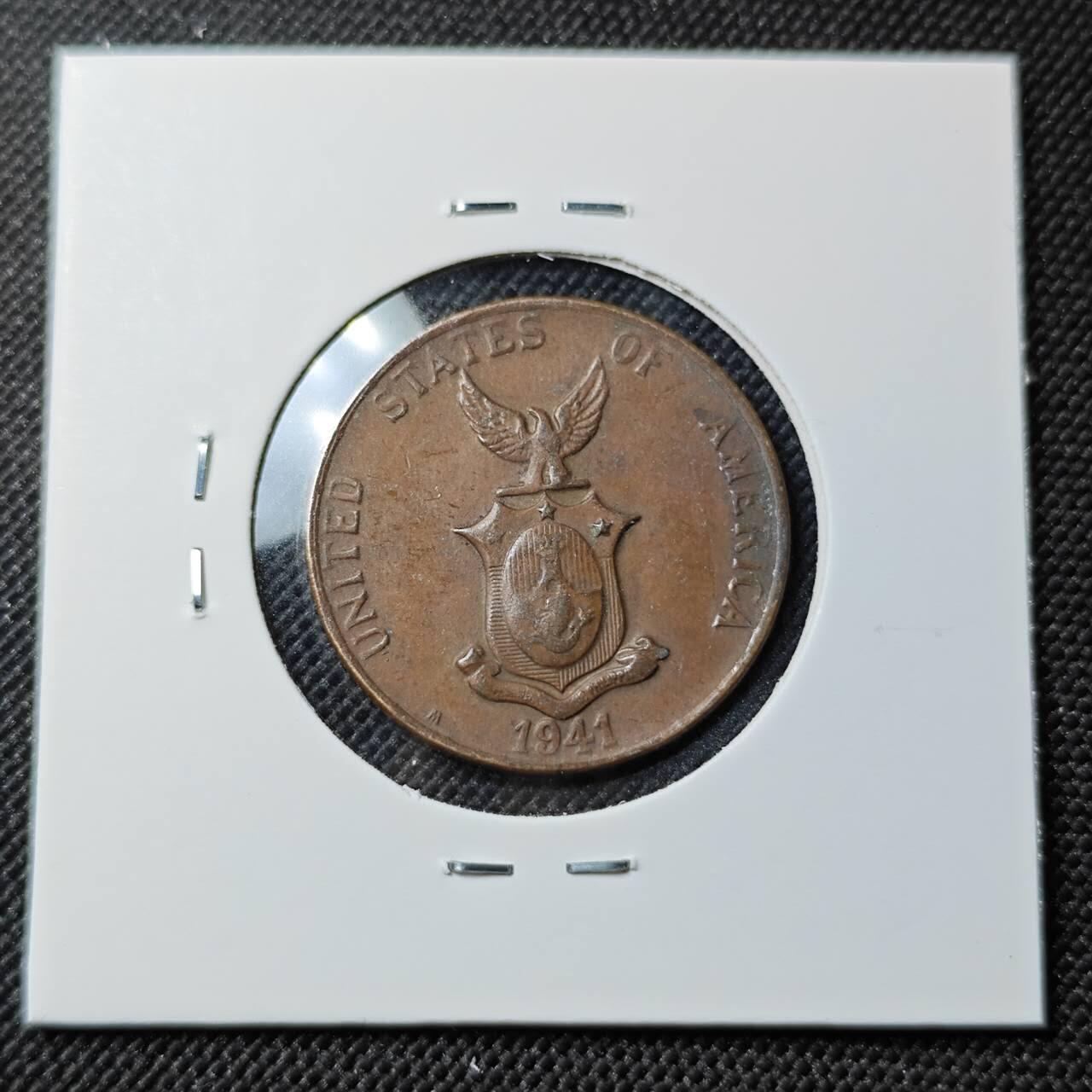 KK钱币收藏小铺  第387期  2月预留时间 周末发货  1941美属菲律宾1分铜币