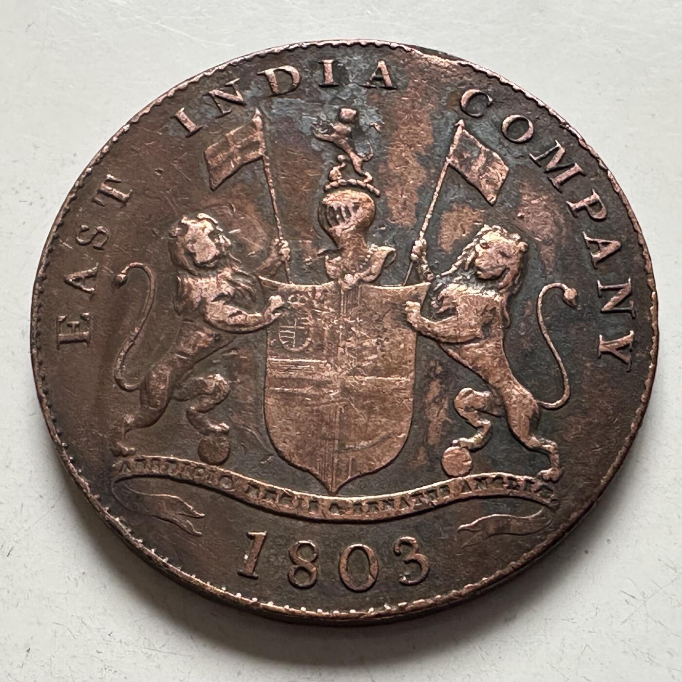 🌹外币初藏🌹🐯2026年第4场  每周二四六晚8️⃣点 接代拍 英属东印度公司1803年20分 少见好品大铜币