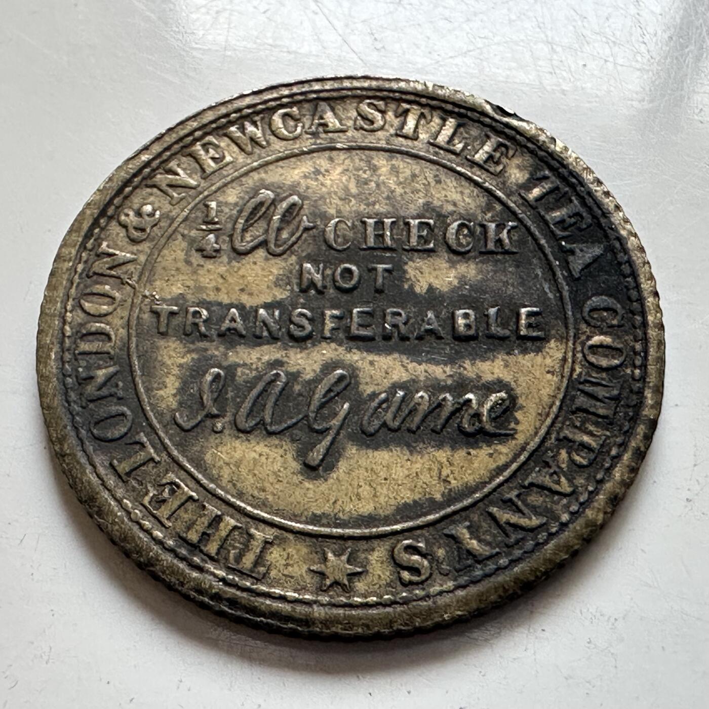 🌹外币初藏🌹🐯2026年第4场  每周二四六晚8️⃣点 接代拍 英国1876年纽卡斯尔茶叶公司代用币