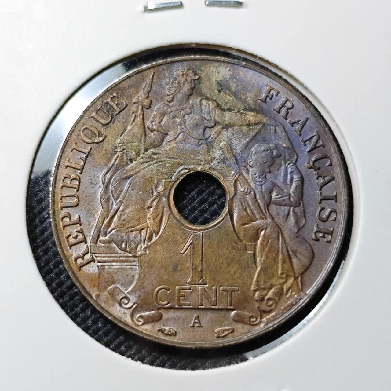 KK钱币收藏小铺  第387期  2月预留时间 周末发货  1938法属印支百分之一铜币 带光