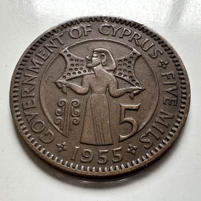 🌹外币初藏🌹🐯2026年第4场  每周二四六晚8️⃣点 接代拍 - 英属塞浦路斯1955年5米尔