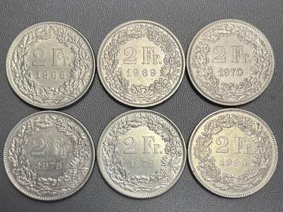 回流20260108 - 不同年份瑞士2瑞士法郎6枚美品