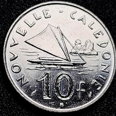 泉币菌-第167场- 精品福利场 - 原光极美 法属新喀里多尼亚 10法郎硬币 帆船 24mm 