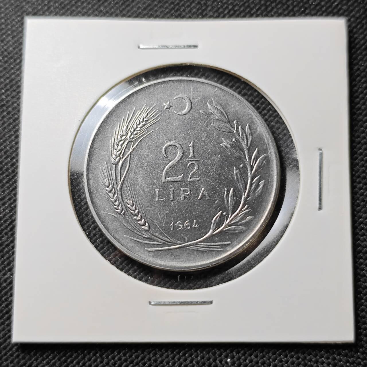 KK钱币收藏小铺  第387期  2月预留时间 周末发货  1964土耳其2.5里拉