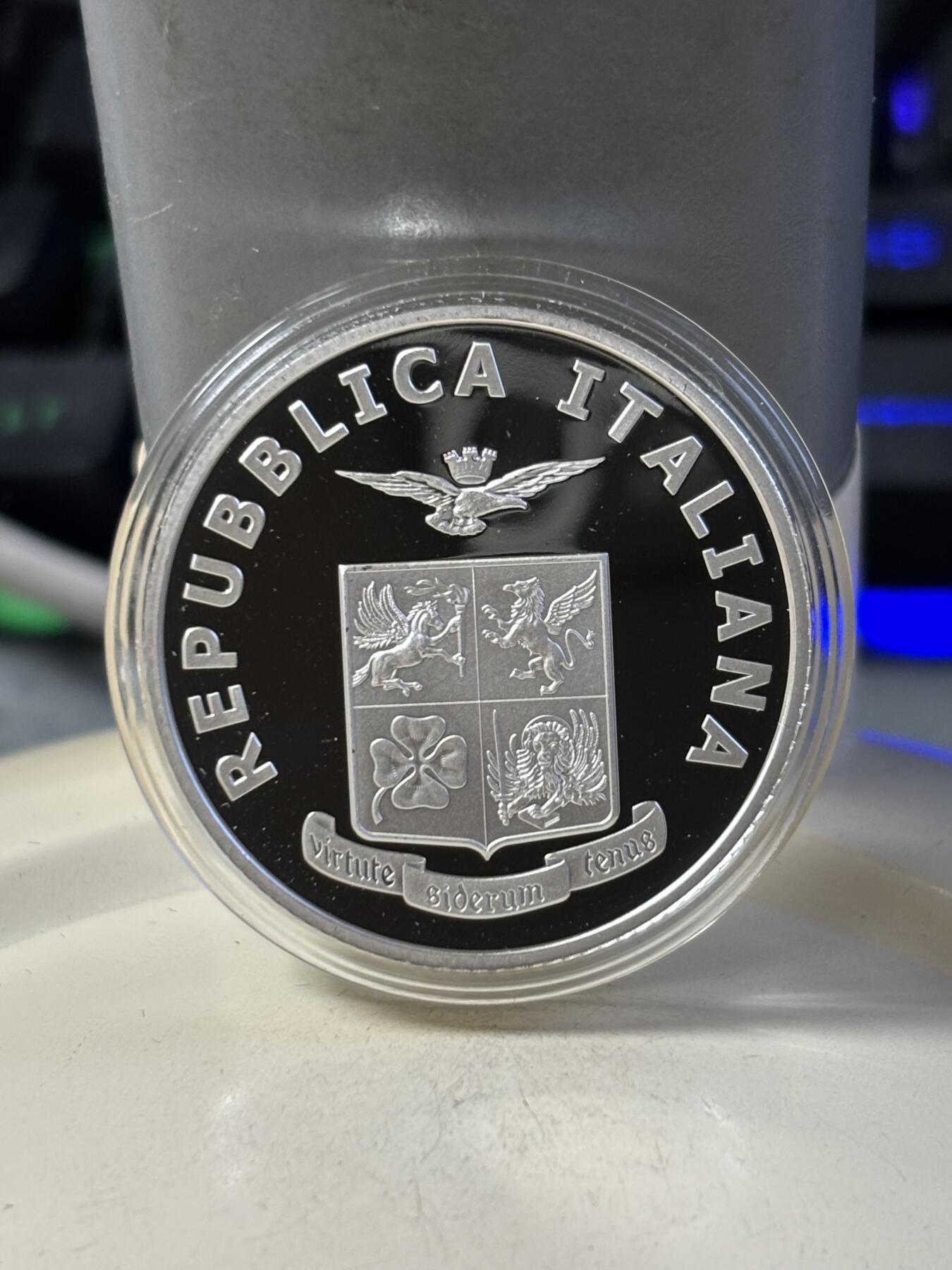 第187期拍卖 意大利2023年空军成立100年5欧彩色纪念银币，925银，18克，发行5000枚