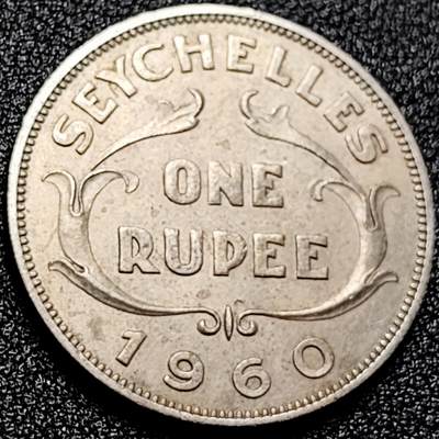 泉币菌-第167场- 精品福利场 -  英属塞舌尔1/2卢比镍币 1960年 24.1mm