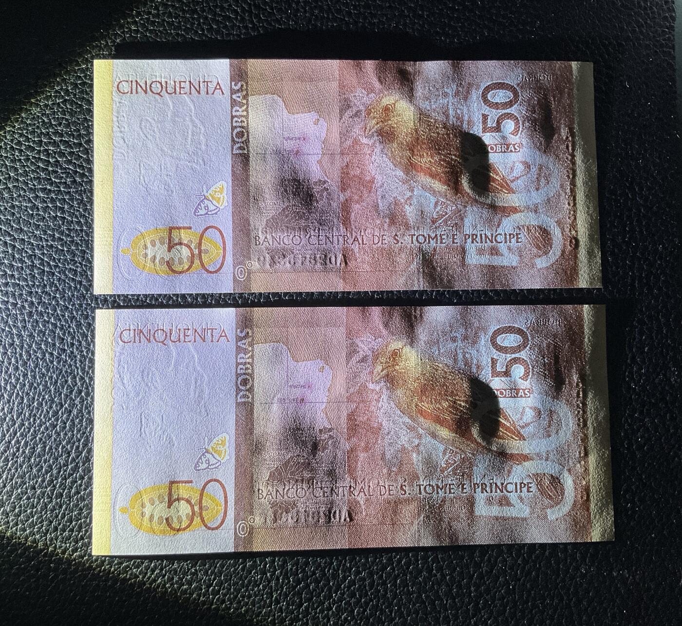 【礼羽收藏】🌏世界钱币拍卖第118期 圣多美和普林西比 2016年50杜普拉，刀拆UNC乱蛇号二张