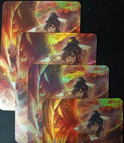 花开卡拍第61期（3月7号周六截拍，品控勿拍!!!拍品不寄存，运费5元（新疆需补运费差价或顺丰到付），自制卡难免瑕疵，可能存在轻微撞角爆边等出厂瑕疵，品控介意勿拍！） - 墨卡文创 朱雀三渐变+特藏，彩闪4张